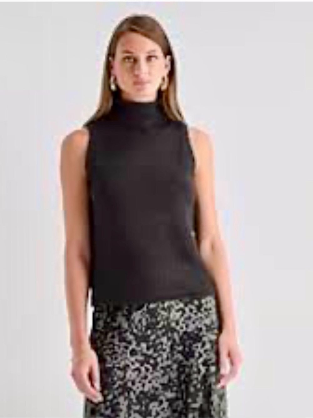 Worthington Sleeveless Mock Neck Tank Top - Black